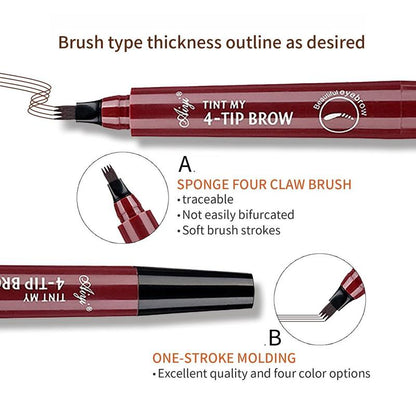 4 Fork Tip Liquid Eyebrow Pencil, Waterproof Long Lasting Eyebrow Pen, Brow Styling Brush, Brow Shading & Filling Pencil, Eyebrow Pen, 4 Point Eyebrow Pencil Waterproof Eye Brown Makeup, Eye Brow Pen Cosmetic for Women