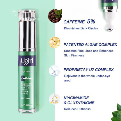 UGirl Caffeine Eye Serum Anti-aging Lifting and Firming Eye Cream Under Eye Roller for Dark Circles and Puffiness Eye Bag Remover