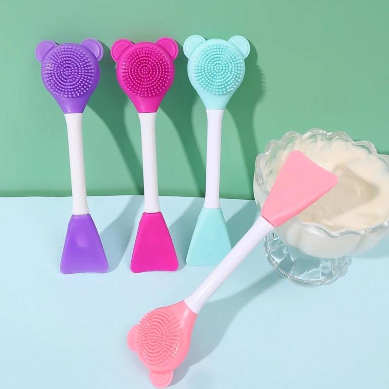 Random Color Silicone Facial Cleansing Brushes, 4pcs/set Double-ended Face Mask Brushes, Soft Skin-friendly Cleansing Tools, Skincare Tool Kit