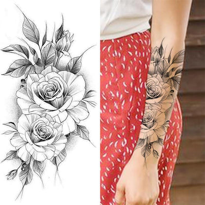 Flower Pattern Temporary Tattoo Sticker, 10pcs/set Fake Tattoo Sticker, Body Art Sticker for Women & Men, Realistic Tattoo Sticker for Arms, Neck, Ankle, Legs, Painless Body Art Decoration