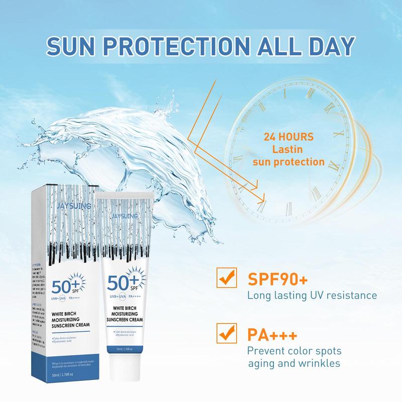 50ml White Birch Sunscreen Cream, 1 Box Moisturizing Oil Control Sunscreen, Facial Sun Care for Summer