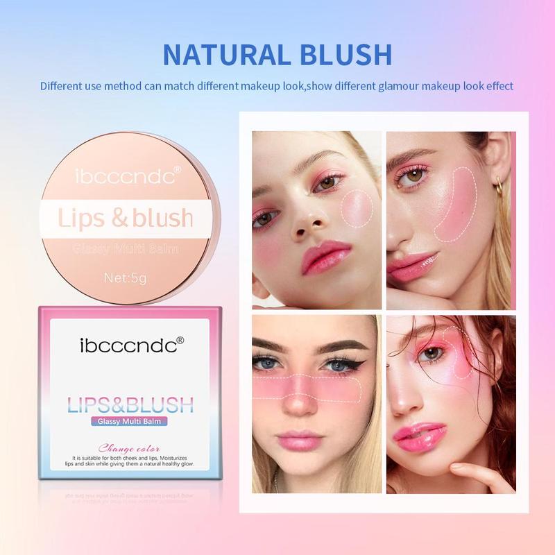 Lip & Blush Glassy Multi Balm, Long Lasting Color Changing Cream Blush, Natural Look Lightweight Blush for Women Girls