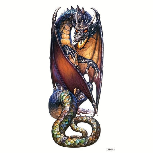 Dragon Pattern Temporary Tattoo Sticker, 1 Count Waterproof Fake Tattoo Stickers, Body Art Decoration for Men & Women