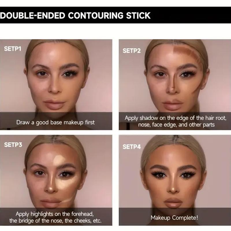 New Cream Stick 2 in 1 Contouring Sticks, Creamy Face Shaping Stick with Light Texture Highlighter for Women Face Primer Base