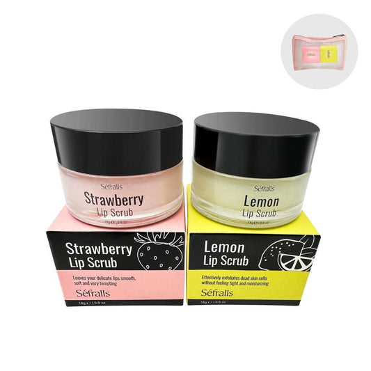 Strawberry & Lemon Moisturizing Lip Scrub, 2pcs/set Gentle Exfoliating & Nourishing Lip Scrub for Women & Girls Gift