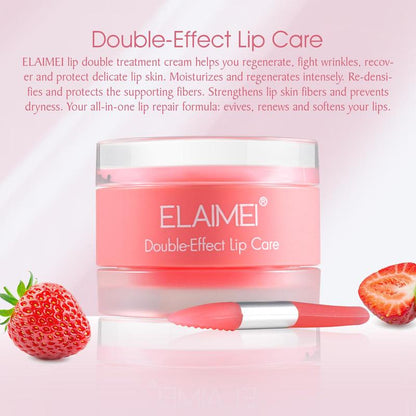 Double Effect Lip Care Kit, 2pcs/set Strawberry  & Peach Flavor Moisturizing Lip Care, Hydrate and Rejuvenate Dry Cracked Lips, Lip Care Products for Women and Girls