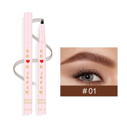 1 Piece Quad Liquid Eyebrow Pencil, Waterproof Fork Tip Eyebrow Pen, Long Lasting Eyebrow Pencil