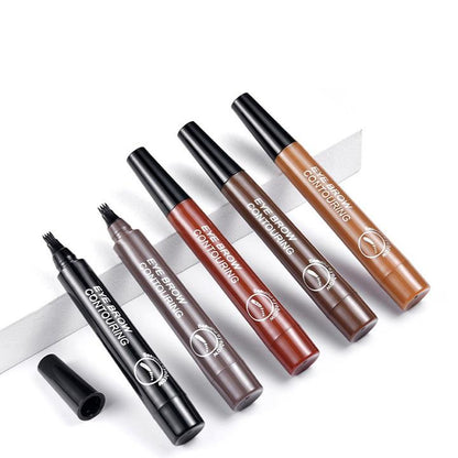 Waterproof Four-tooth Liquid Eyebrow Pencil, Long Lasting Eyebrow Liquid Pencil, Sweat Proof High Pigmented Brow Shading & Filling Pencil,Makeup Tool Easy To Apply, Music Festival Makeup Supplies