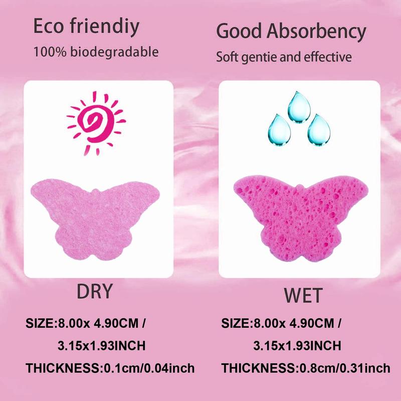 Reusable Facial Deep Cleansing Makeup Remover Sponges, 30pcs Butterfly Shaped Facial Cleansing Sponge, Professional Skincare Tools for Daily Use