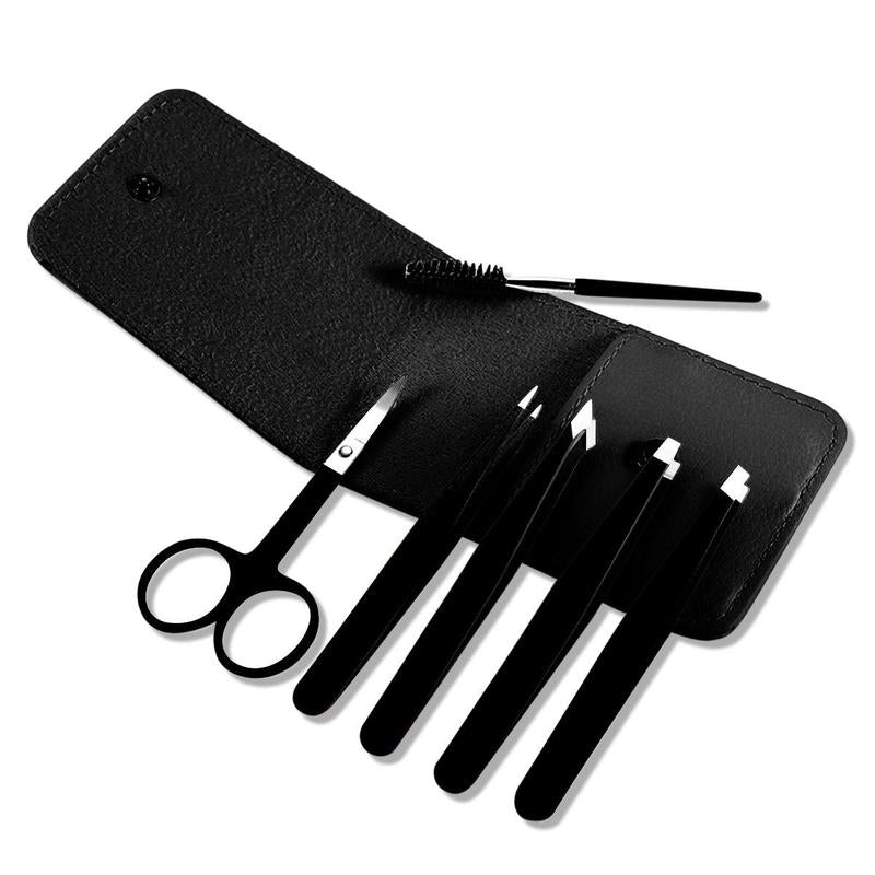 Eyebrow Care Tool Set, 6pcs Eyebrow Clippers Tweezers Eyebrow Trimming Kit with Bag, Professional Eye Makeup Tools