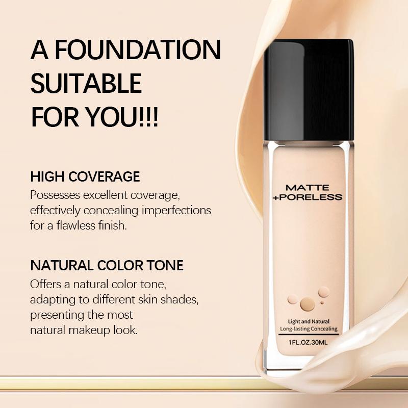 Matte Oil-free Foundation Makeup, Medium Coverage Flawless Finish Foundation, Lightweight Moisturizing Foundation, Makeup Product for Women & Girls