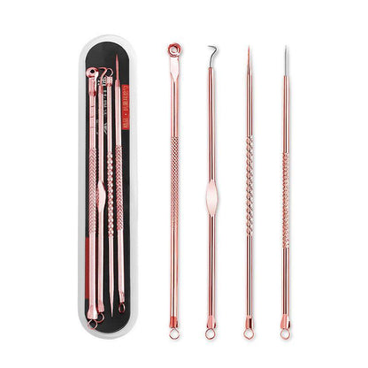 Blackhead & Acne Removal Needle Tool Kit with Storage Case, 4pcs Comfort Black Dots & Pimple Cleaner, Invisible Acne Pore Cleanser Needle Set, Professional Skincare Tools for Women