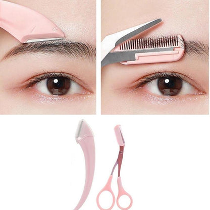 Eyebrow Scissors Set, 2pcs/set?Eyebrow Trimmer, Eyebrow Shaping Tool, Eyebrow Product for Women & Girls, Portable Eye Makeup Tools for Home & Travel