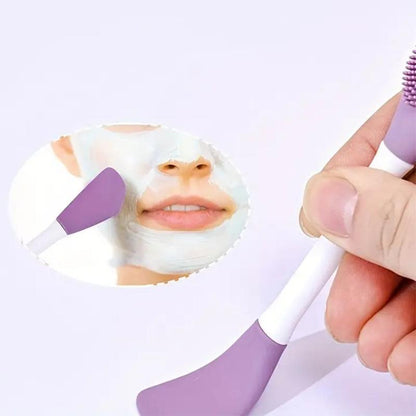 Double-headed Silicone Mask Brush, 1 Count Facial Cleansing Brush With Comfortable Grip For Facial Pore Cleaning, Exfoliating, Face Massaging