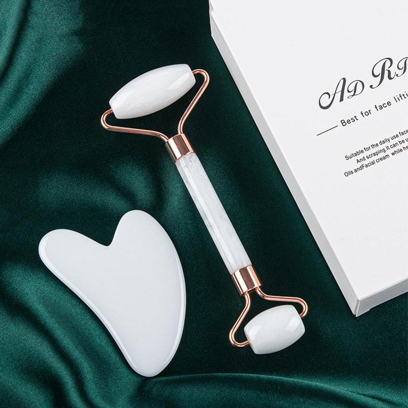 Portable Manual Facial Massage Tool Set,?1 Count?Double Ended Jade Facial Roller &?1 Count?Gua Sha Board, Professional Skincare Tools for Women, Ladies?Beauty & Personal Care