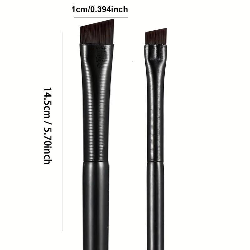 2pcs Thin Blade Design Eye Makeup Brushes Set, Oblique Head Design Eyebrow Brush & Eyeliner Brush, Professional Makeup Tools For Women