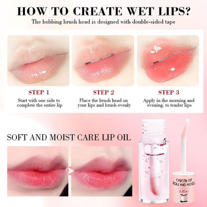 Peach Lip Glaze, Moisturizing Lip Oil Stick, Hydrating Lip Care Lipstick, Lip Moisturizer for Women & Girls, Lip Cosmetic for Gift