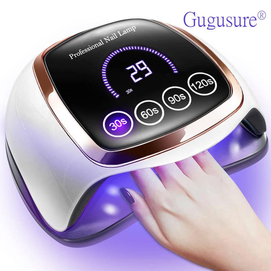 Gugusure UV LED Nail Lamp, Upgrade 168W Nail Dryer for Gel Polish with LCD Display, Auto Sensor and 4 Timer Settings, Professional Curing Lamp Light with 42 Beads for Salon and Home, Gifts for Girlfriends  edge short nail art kits