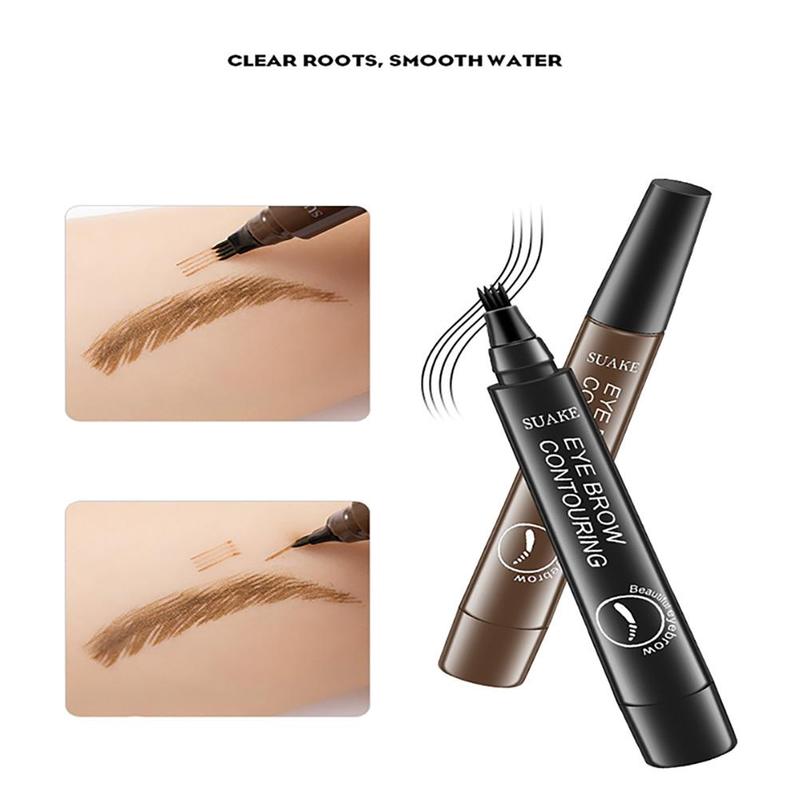 Waterproof Four-tooth Liquid Eyebrow Pencil, Long Lasting Eyebrow Liquid Pencil, Brow Styling Brush, Sweat Proof High Pigmented Brow Pen, Summer Cosmetic Gift