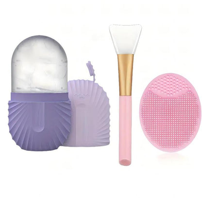 Ice Roller & Silicone Face Mask Brush & Facial Cleansing Tool, Comfort Facial Beauty & Personal Skincare Tools for Women & Girls