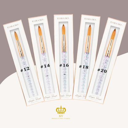 Kiara Sky Acrylic Nail Brush Clear Crystal 100% Kolinsky size 14, size 16, size 18, size 20