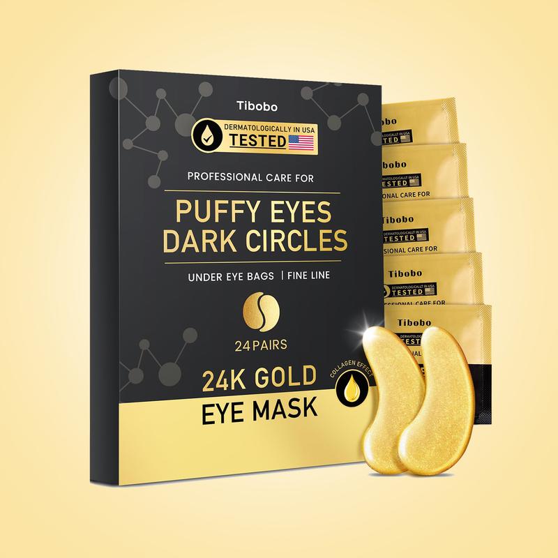 Tibobo  24K gold eye mask-Suitable for removing dark circles and eye bags ,firming&anti-wrinkle¡¢ Eliminate Puffiness£¨24 Pairs£© Skin Care Comfort eye pad undereyepatches topicals