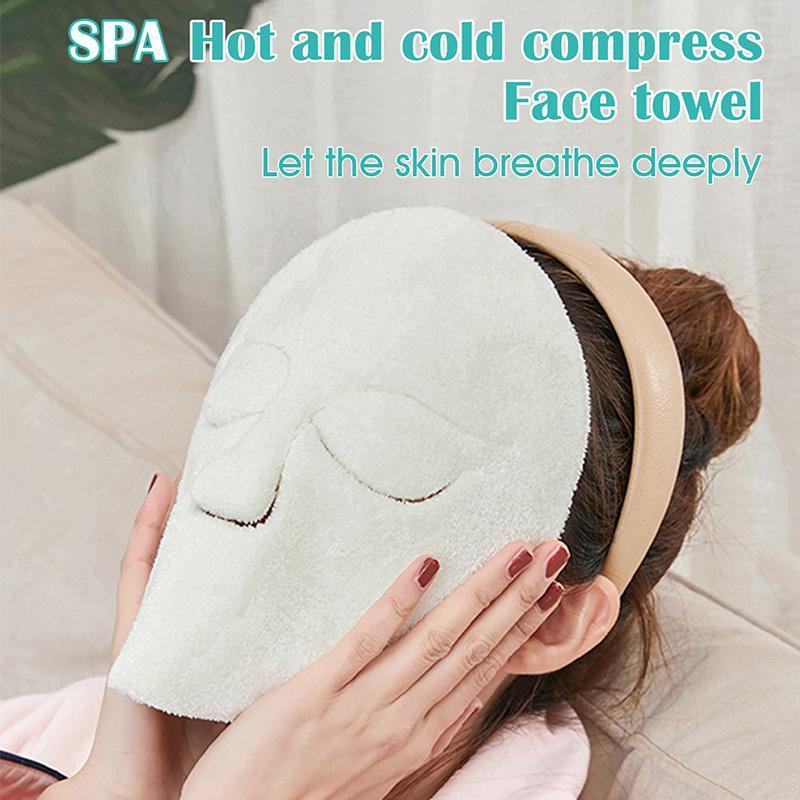 Modern Reusable Fleece Face Mask, Facial Steamer Towel, Ice Towel Mask, Dry & Wet Compress Towel for Home Spa, Facial Skin Care Towel with Elastic Ear Bands