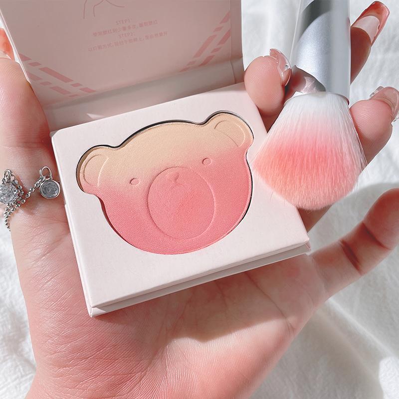 Gradient Blush Powder, Cute Bear Design Blush Palette, Facial Makeup Tools for Daily Use, Fine & Light Blush Palette, Gradient Design Facial Cosmetic