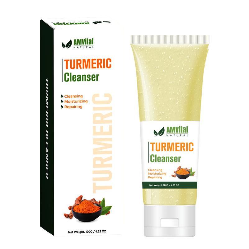 AMVital Turmeric Facial Cleanser Nourished Skin - Gentle Cleansing Moisturizing with Natural Ingredients including Aloe Vera & Vitamin E - Suitable for All Skin Types