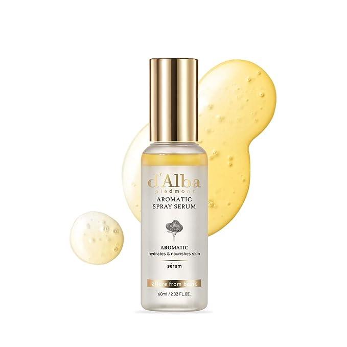 d'Alba Italian White Truffle First Aromatic Spray Serum, fragrant VEGAN glowy hydrating antioxidant serum face mist, deep hydration skin firmness serum