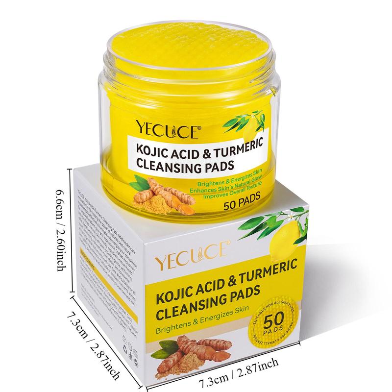 Kojic Acid Turmeric Cleansing Pads, 2 Boxes(50pcs/box) Moisturizing & Hydrating Skin Care Pads, Perfect for Luxury Wet Compresses, Face Care Product