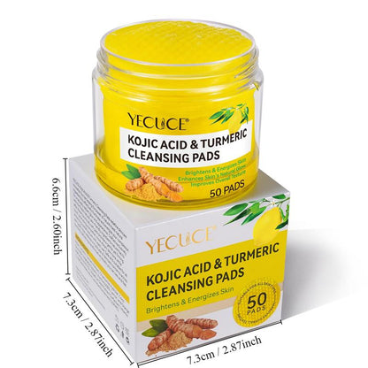 Kojic Acid Turmeric Cleansing Pads, 2 Boxes(50pcs/box) Moisturizing & Hydrating Skin Care Pads, Perfect for Luxury Wet Compresses, Face Care Product