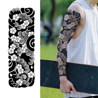 Flower Pattern Temporary Tattoo Sticker, Waterproof Long Lasting Fake Tattoo For Women & Men