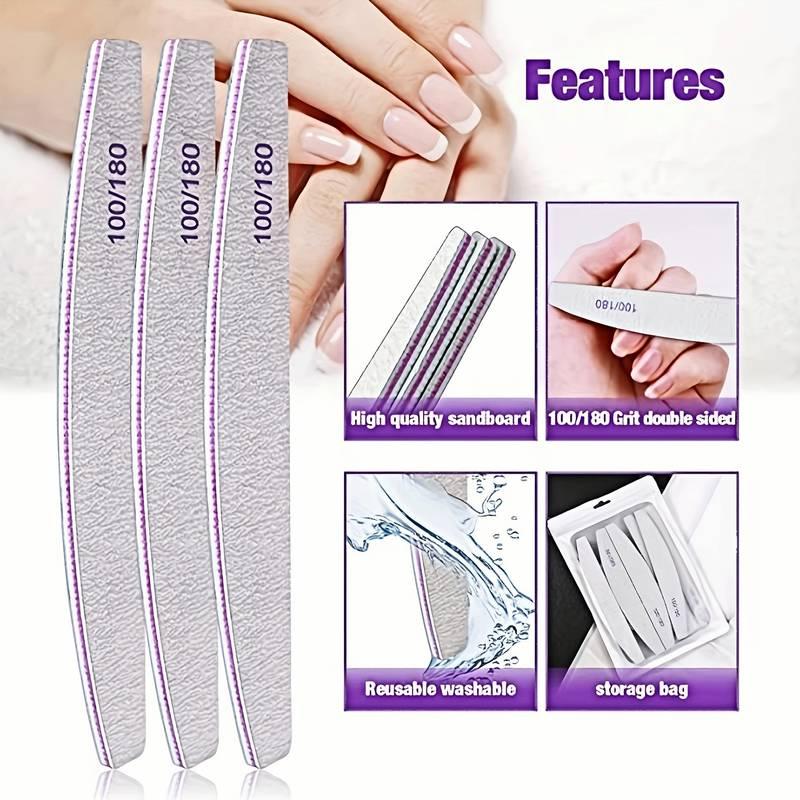 Double-sided Nail File, 10pcs/set Portable Nail File Kit, Professional Manicure Tool for Women & Girls