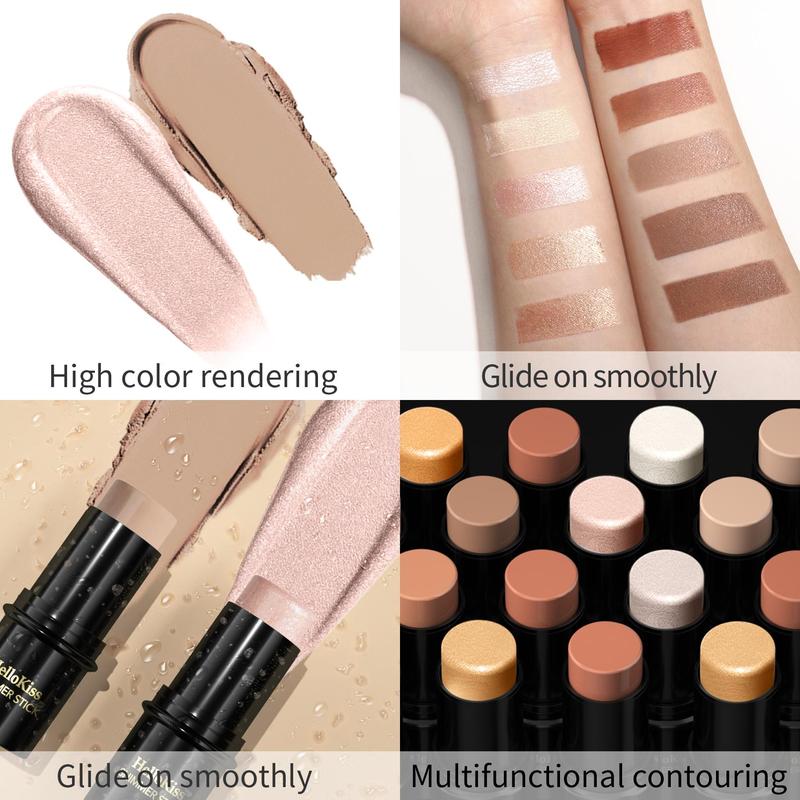 Makeup Stick Set, 3pcs/set Highlighter & Bronzer & Blush, Waterproof Long Lasting Makeup Stick for Women's