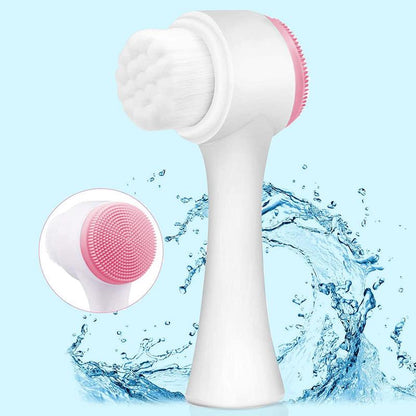 2-in-1 Skin Care Face Brush, Silicone Facial Scrubber, Manual Double Sided Foaming Face Wash Brush, Facial Skin Massager for Facial Cleaning, Exfoliating