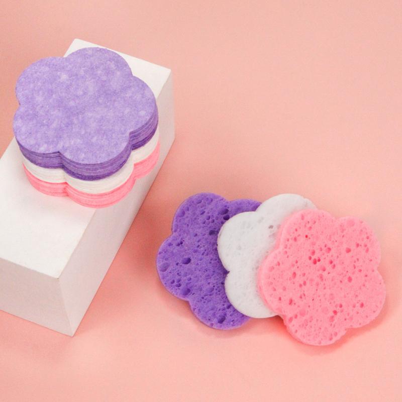 Cute Flower Shaped Facial Compressed Sponge, 20pcs/set?Floral Design Face Scrubber Facial Cleanser Sponge for Home & Travel Use