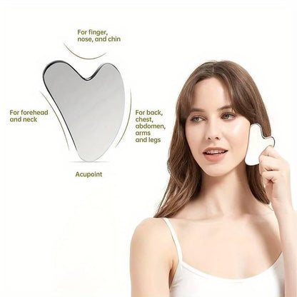 Double Ended Facial Massage Roller & Gua Sha Board, 2pcs/set Face Massage Tool, Facial Skin Care Tool for Women and Men