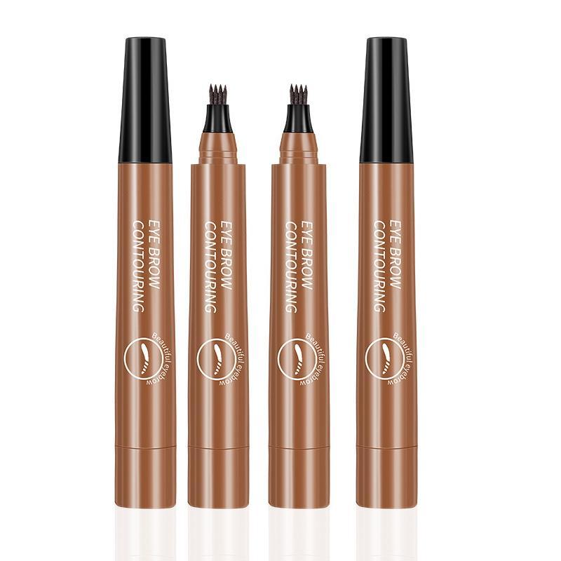 Four Prong Head Liquid Eyebrow Pencil, 1 Count 4 Tipped Precise Brow Pen, Long Lasting Easy Applying Eyebrow Pencil For Beginners