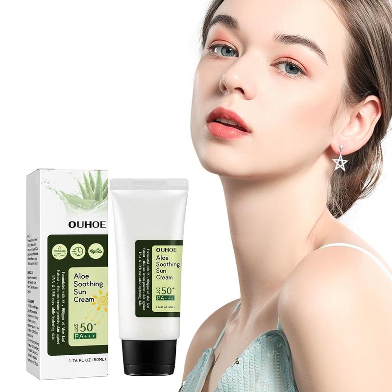 Aloe Vera Soothing Cream, 2 Counts/set Moisturizing Sunscreen Cream, Hydrating Face Cream, Face Lotion for Women & Men