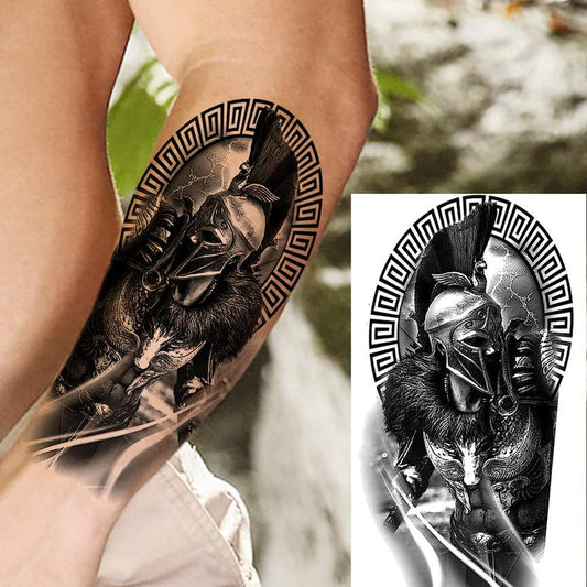 Sparta Warrior Pattern Temporary Tattoo Sticker (1 Piece), Waterproof Arms Tattoo Sticker, Body Decoration for Men & Women