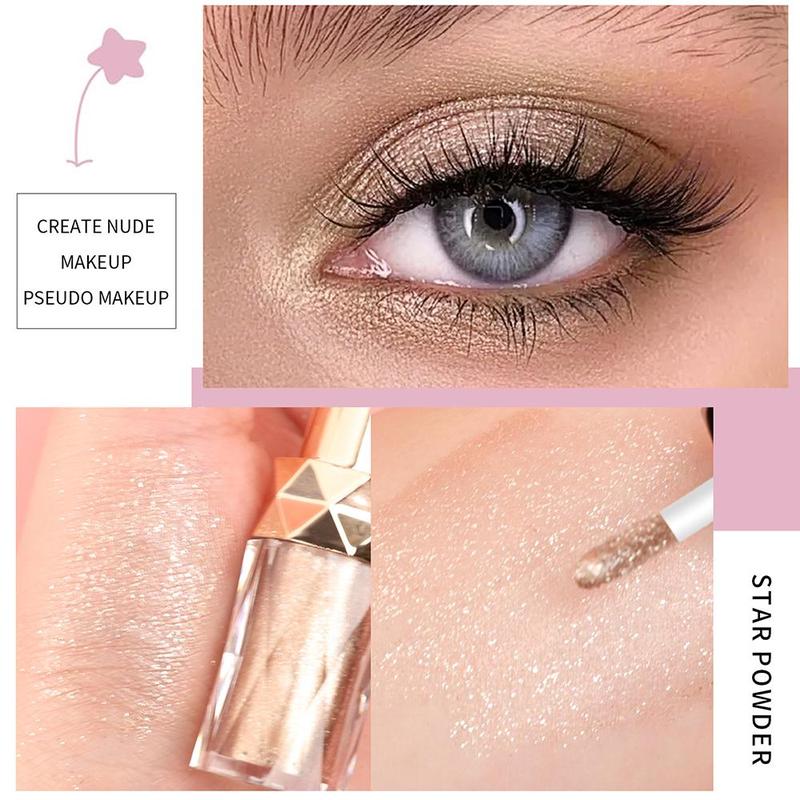 Glitter Liquid Eyeshadow, 1 Count Long Lasting Shimmering Eyeshadow, Sparkling Metallic High Pigmented Eye Shadow, Glittering Brightening Highlighting Liquid Stick for Crystal Eye Makeup