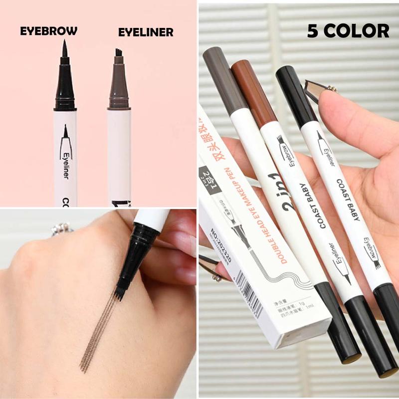 Double-ended 2-In-1 Eyebrow & Eyeliner Pencil, 1 Count Waterproof Eyebrow Pencil, Long-lasting Eyebrow Pencil, Professional Eye Makeup Tool For Women