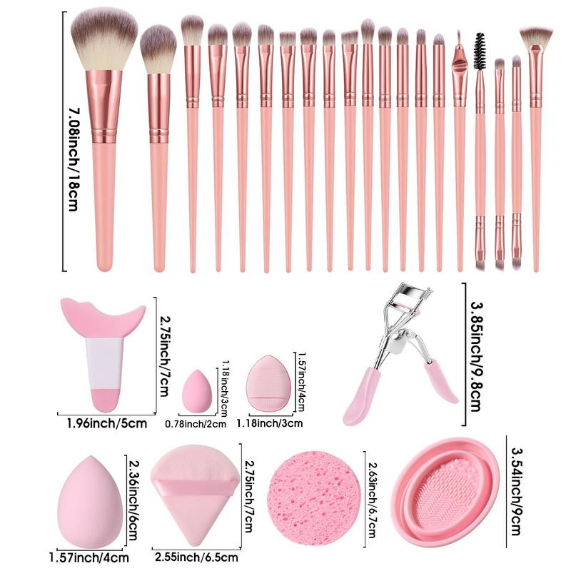 Makeup Tool Set, 33pcs/set Makeup Brushes Makeup Sponges & Puffs Makeup Tool, with Eyelash Curler, Face Cleaning Puff