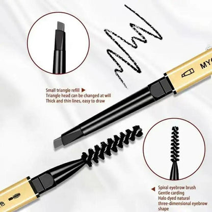 Double Sided Waterproof Eyebrow Pen & Brush (1 Piece), Long Lasting Eyebrow Pencil, Brow Shading & Filling Tool