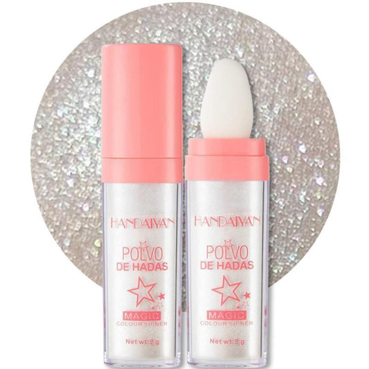 Body & Face Highlighter Powder Stick,Fairy Highlight Patting Three-dimensional Powder Makeup,Sparkle Loose Glitter Highlighter Powder,Brighten Makeup Stick for Face&Body&Hair Cosmetic.White Moonbeam