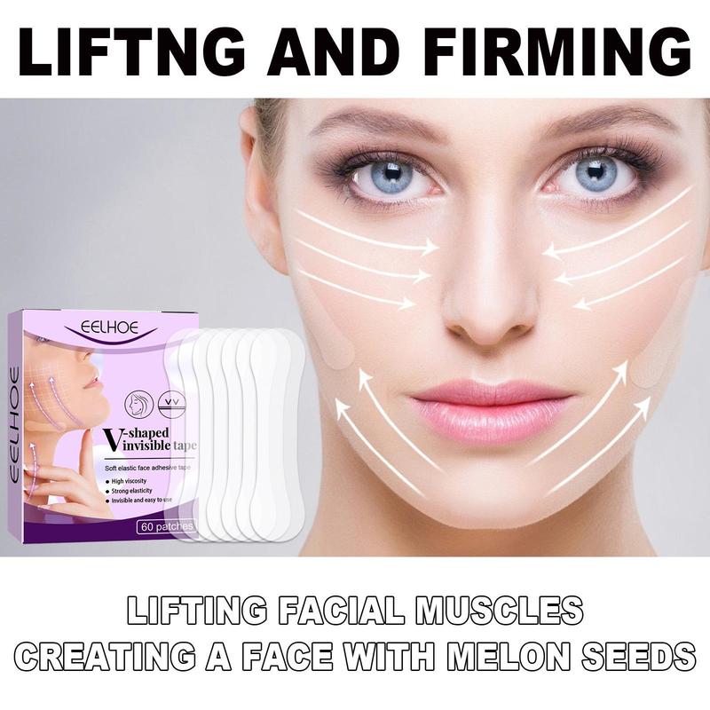 V-shaped Invisible Tape, 60pcs/box Strong Skin-friendly Elasticity Face Lifting Patches, Waterproof Breathable?Facial Lifting & Firming Sticker