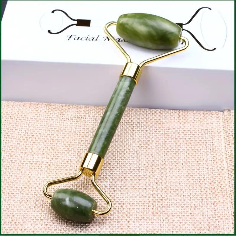 Dual-ended Natural Jade Stone Face Massage Roller, 1 Count Face & Eye Massage Tool, Professional Skincare Tools For Women & Men