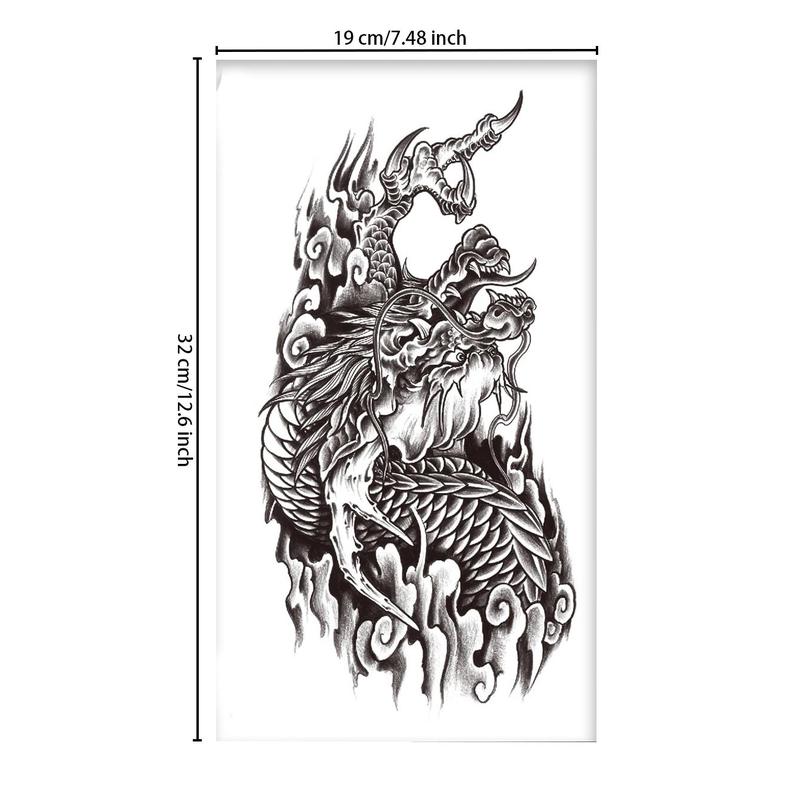 Dragon Pattern Temporary Tattoo, Waterproof Fake Tattoo Sticker For Men & Women