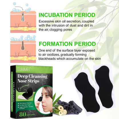 Deep Cleansing Nose Strips, 1 Box Natural Charcoal Black Head Strips, Nose Cleaning Strips, Professional Skincare Products for Women